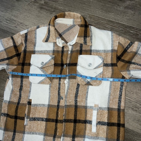 Woman’s Flannel Plaid Button Down Shacket Jacket Coat Size Med heavy duty - Picture 7 of 8